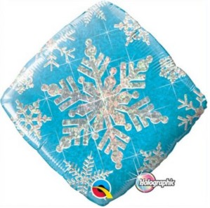 Holographic Blue Snowflake Foil Balloon 18"