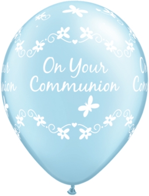 Pearl Light Blue Communion 11" Latex Balloons 6pk