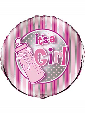 Baby Shower It's a Girl 18" Stripe Foil Balloon