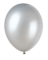 12" Shimmering Silver Pearlized Latex Balloons - 50pk
