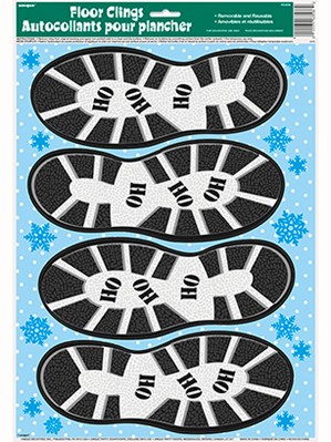 Christmas Santa Footprint Floor Clings 4pk