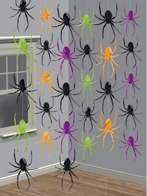 Halloween Spider Hanging String Decorations 6pk