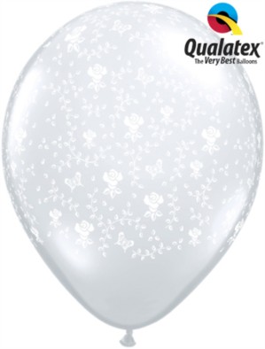11" Diamond Clear Flowers Latex Balloons 50pk