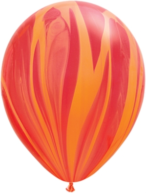 11" Red Orange Rainbow SuperAgate Latex Balloons 25pk