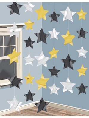 Metallic Star String Decorations 6pk