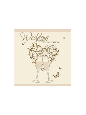 Vintage Gold Wedding Evening Invitations & Envelopes 6pk