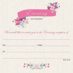 Pink Floral Wedding Evening Invitations & Envelopes 10pk