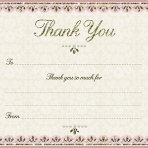 Pink & Gold Wedding Thank You Cards & Envelopes 10pk