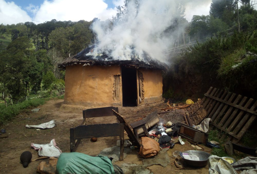 sengwer house subjected to fire