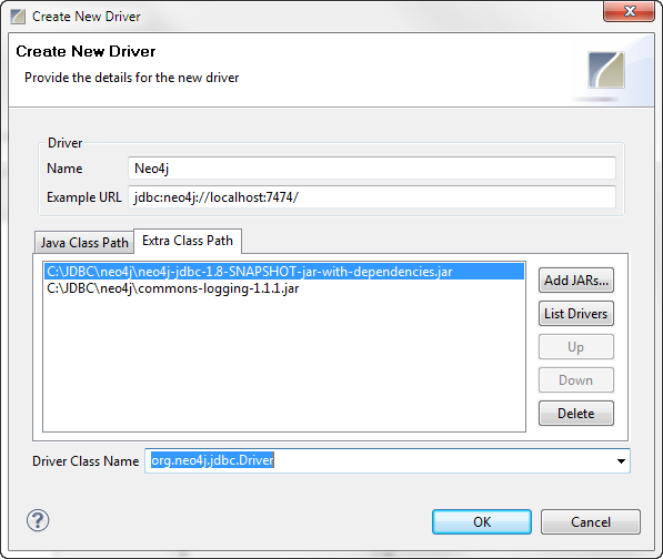 config Neo4j JDBC driver