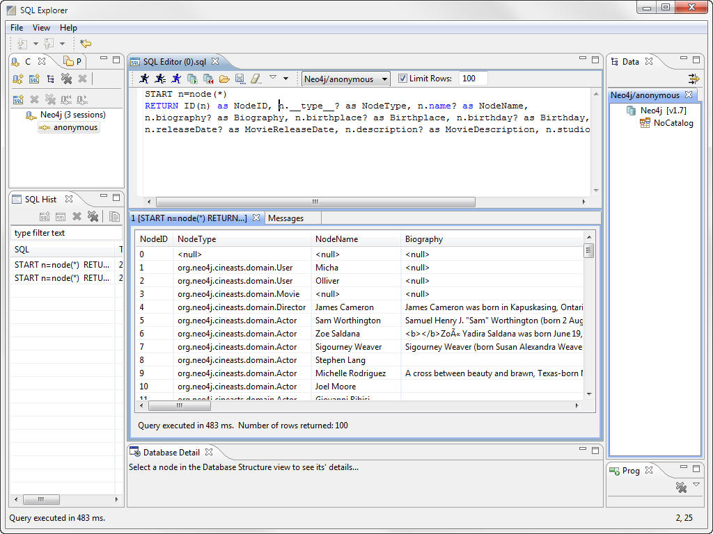 Cypher query in SQLExplorer