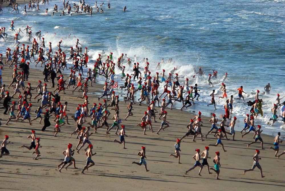 New Year's Dive in the North Sea at Scheveningen, Netherlands