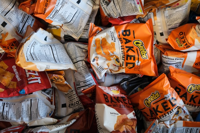 A photo of various junk food packets