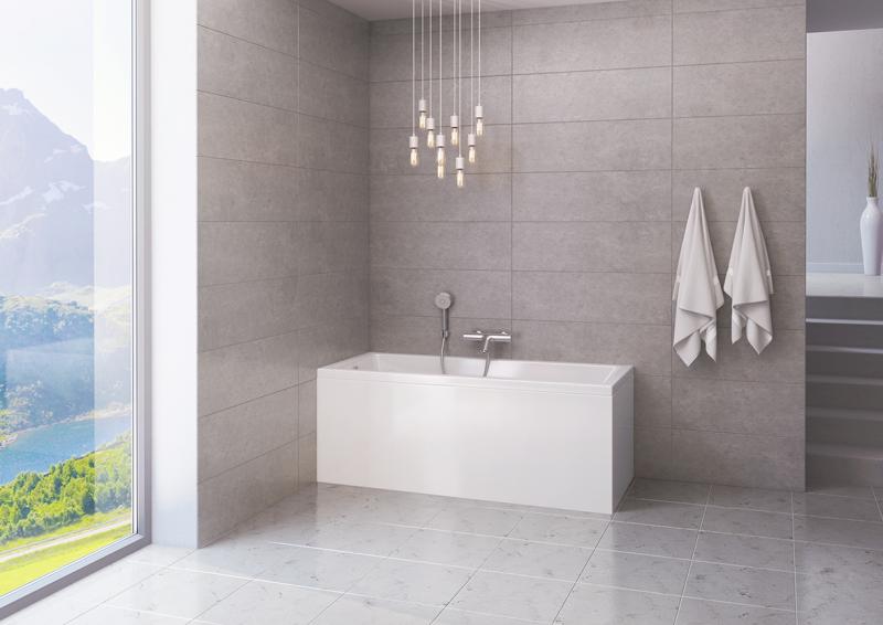 Badekarpakke med panel KVADRAT 150x70x62cm (front&ende) hvit