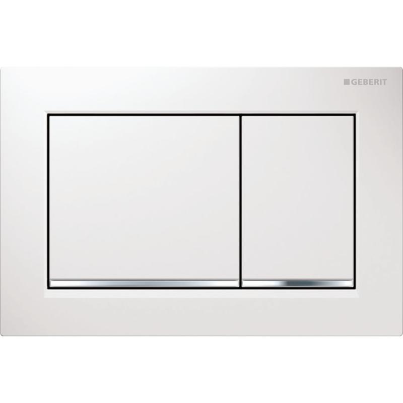 Geberit Omega20 square hvit, blankforkrommet stripe