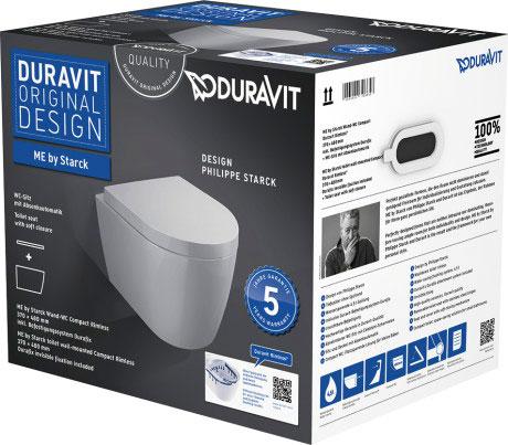 Me by Starck Kompakt Veggtoalett i Duravit Box, Rimless® - uten skyllekant inkl Softclose sete