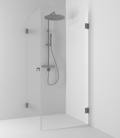 180&deg; Hj&oslash;rnedusj Rett 90x90x200 Blyantpenn svart/Klart glass