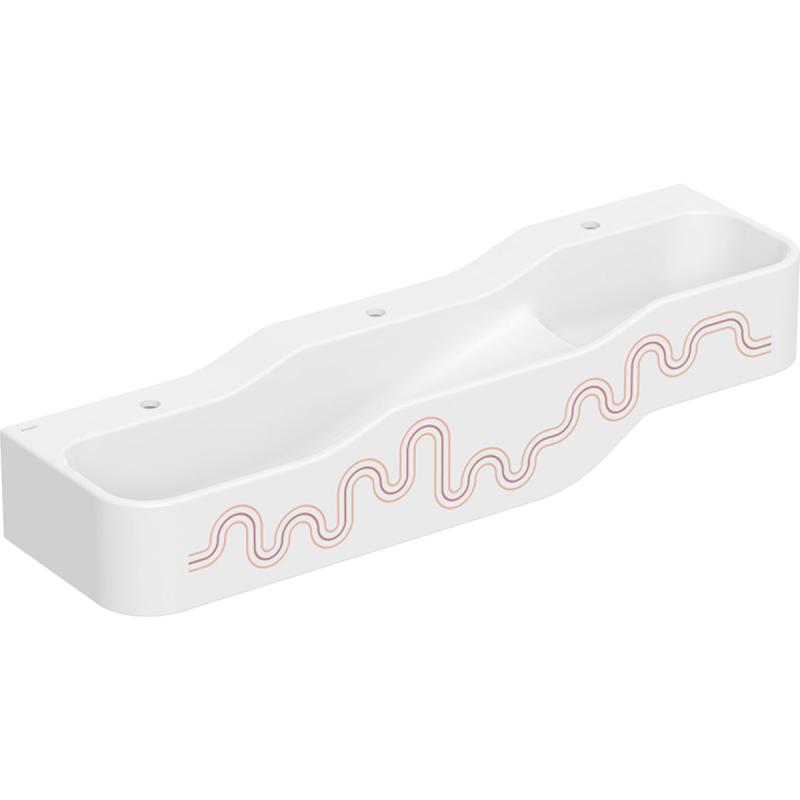 Geberit Bambini leke- og vaskeomr&aring;de, med tre vaskeplasser, karminr&oslash;d/oransje