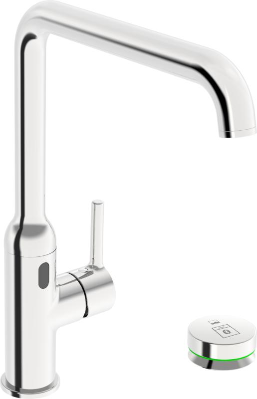 Oras Optima Style kj&oslash;kkenkran med J-tut, hybrid (bluetooth 12V, plug) 230/9 V