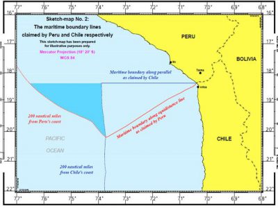 ICJ Map of Peru-Chile Maritime Border Dispute