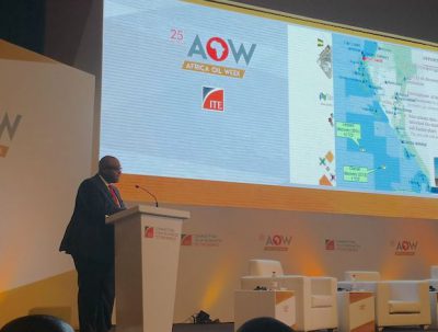 Gabon Minister of Oil and Hydrocarbons Pascal Houangni Ambouroue ends corporate tax at Africa Oil Week