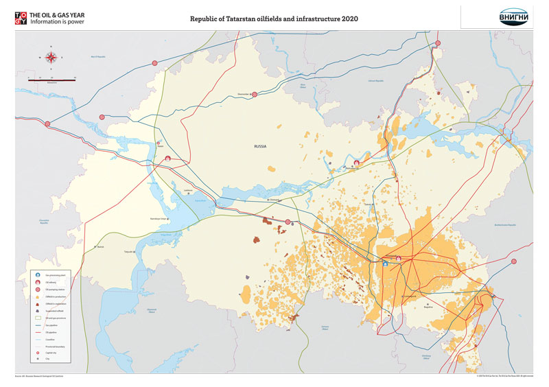 Republic of Tatarstan oilfields and infrastructure 2020