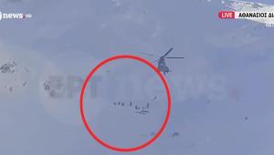 Βαρδούσια: Η στιγμή της ανάσυρσης των τεσσάρων νεκρών ορειβατών με το ελικόπτερο