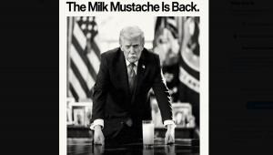 Ο «μουστάκιας» Τραμπ πρωταγωνιστεί σε καμπάνια του Αμερικανικού υπουργείου Γεωργίας: Να πίνετε πλήρες γάλα