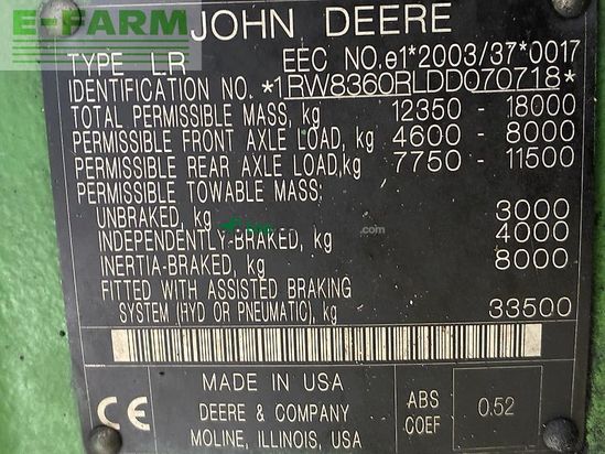 Tractor agrícola - John Deere - 8360