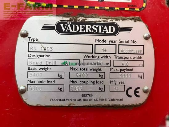 Combinado de siembra - Väderstad - rapid 400 s