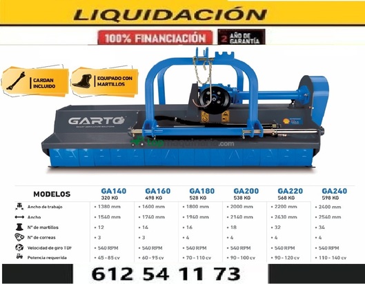 Trituradora desplazable hidraulica para tractor Reversible Garto GA