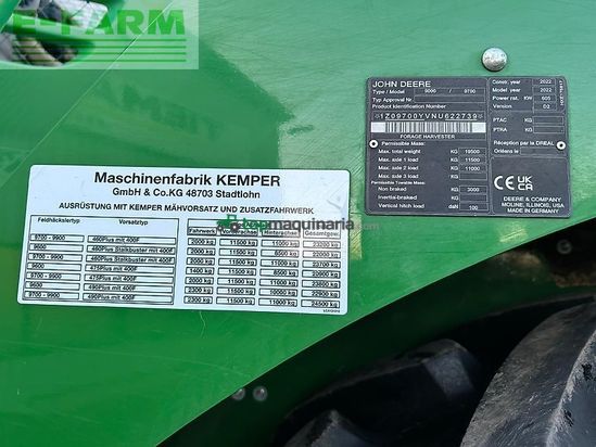 Cosechadora de Cereal - John Deere - 9700 mit kemper 475 plus