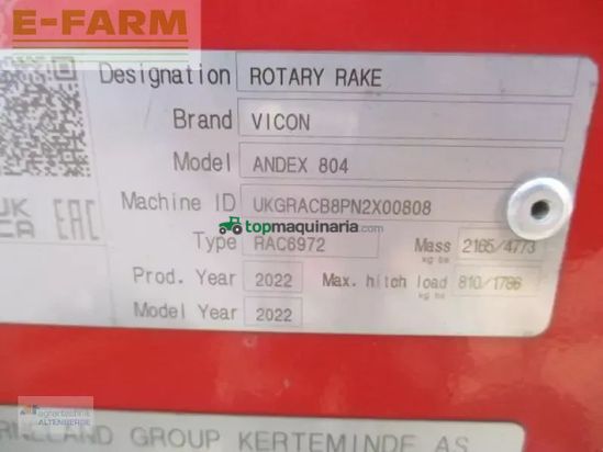 Rastrillo - Vicon - andex 804 proline