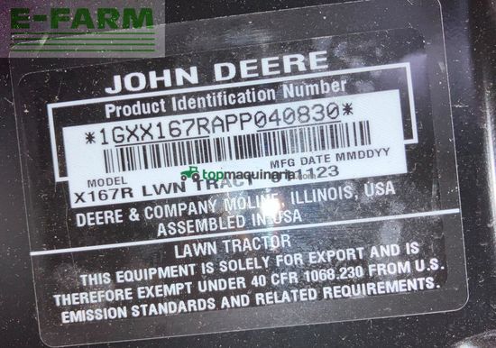 Tractor agrícola - John Deere - x 167r