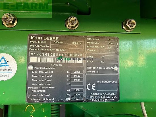 Cosechadora de Cereal - John Deere - s 680 i hm *allrad*
