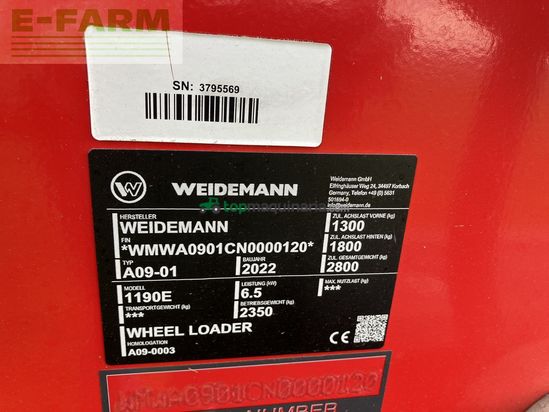 Minicargadora - Weidemann - 1190e elektro hoflader