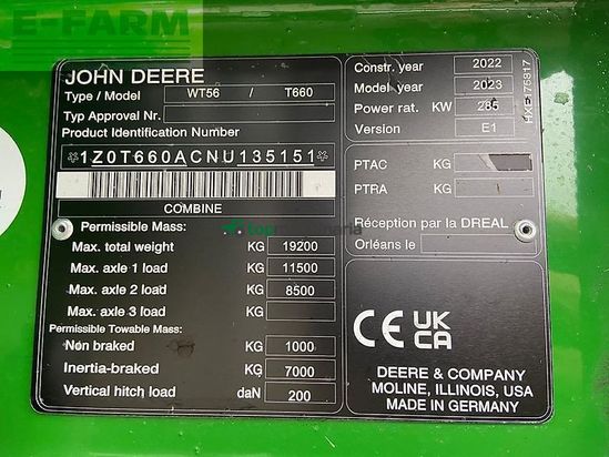 Cosechadora de Cereal - John Deere - t660 my23 prod 30