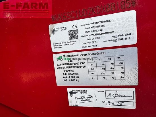 Sembradora - Kverneland - u-drill 6m