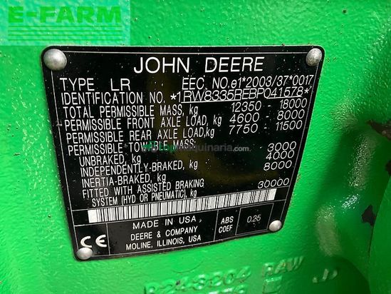 Tractor agrícola - John Deere - 8335r *powr shift 16/5* - motorprobleme