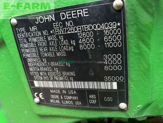 Tractor agrícola - John Deere - 7260r autopowr