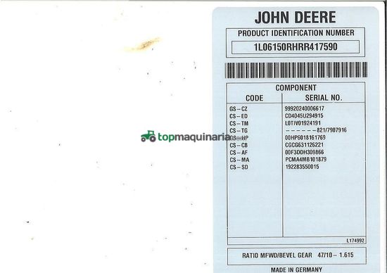 Tractor agrícola - John Deere - 6r 150 mit ladekran