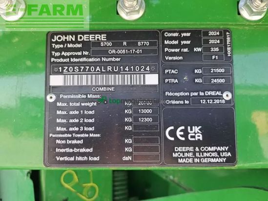 Cosechadora de Cereal - John Deere - s770