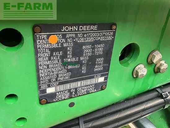 Tractor agrícola - John Deere - 6135r + fl 643r
