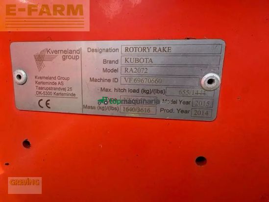 Rastrillo - Kubota - ra 2072