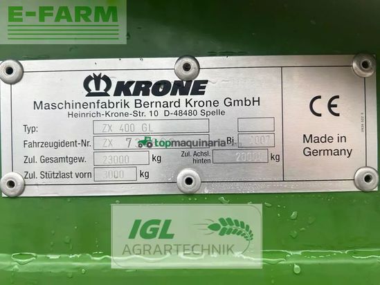 Remolqu agrícola - Krone - zx 400 gl