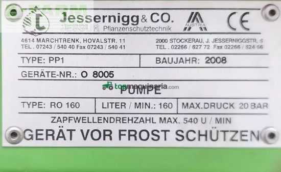 Atomizador - Jessernigg - pp1 800 l feldspritze