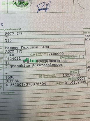 Tractor agrícola - Massey Ferguson - 6490