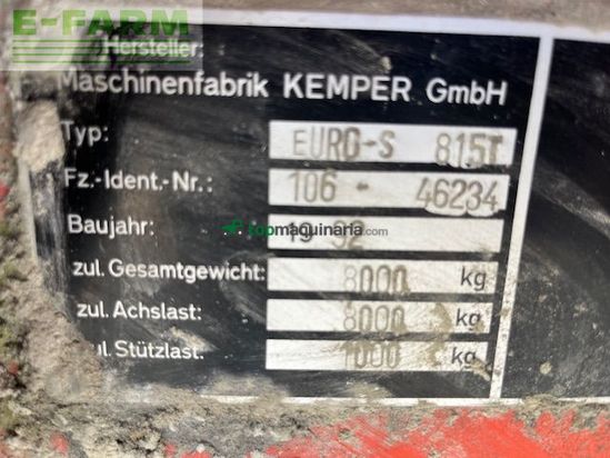 Cinta transportadora de forraje - Kemper - euro s 815t