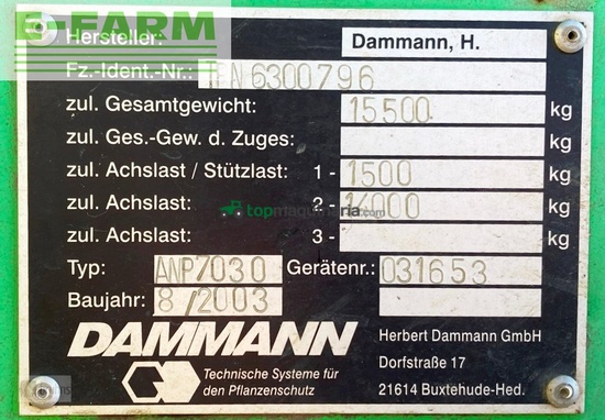 Atomizador - Dammann - anp 7030 profi class - tandemspritze 30m