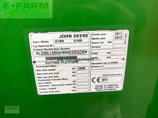Cosechadora de Cereal - John Deere - w540c + 618 schneidwerk